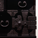 ◆ ご商談中- Sales pending ◆黒塗庄内閂付小箪笥　スタンド付き【SHONAI small chest with metal stand】 [j1102]