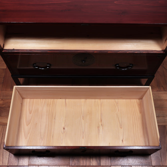 米沢桜紋衣裳箪笥　スタンド付き【Yonezawa clothing chest with metal stand 】 [j1106]