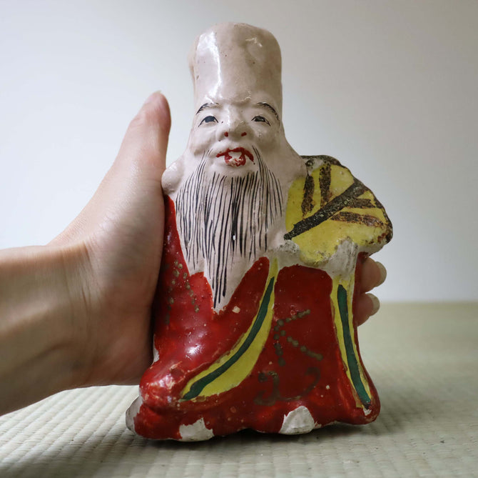 s1460 　土人形　（福禄寿）【Cray doll 】