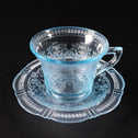 〈１客〉 桜に流水文ガラスカップ＆ソーサー [IZ772]【Glass cup and saucer, design of cherry blossoms floating on a river 】