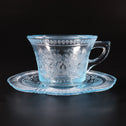 〈１客〉 桜に流水文ガラスカップ＆ソーサー [IZ772]【Glass cup and saucer, design of cherry blossoms floating on a river 】