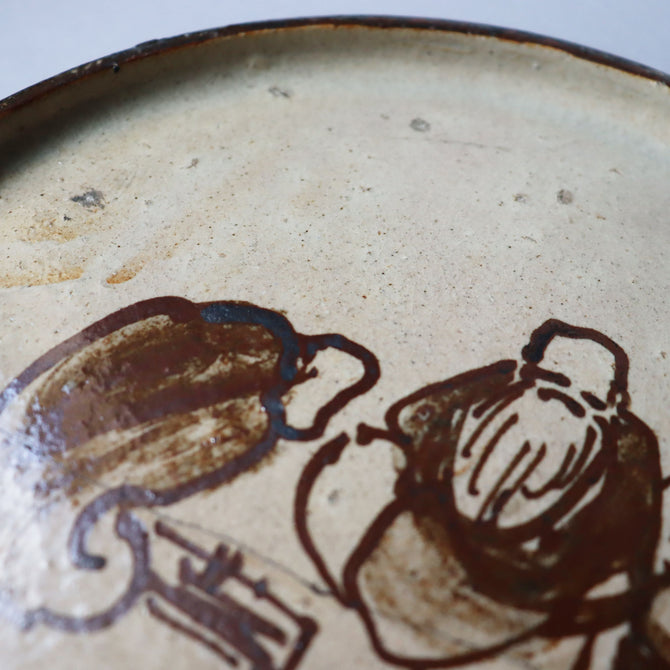 瀬戸行灯皿【Seto Andon plate , late Edo era】 [k0466]