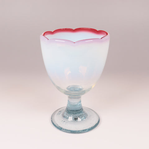 赤花縁なつめ型氷コップ  [g017]