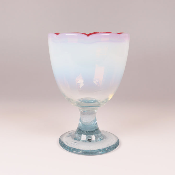 赤花縁なつめ型氷コップ  [g017]