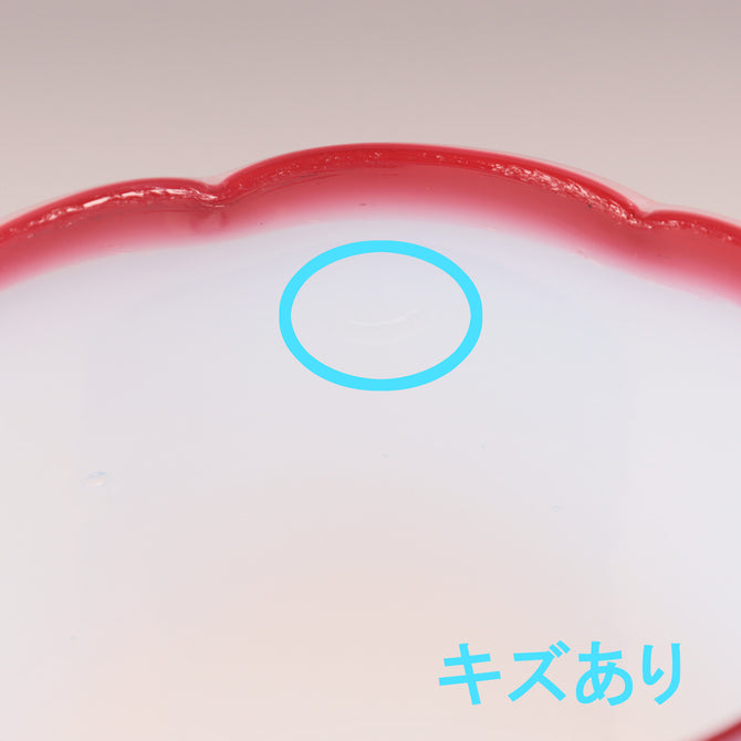 赤花縁なつめ型氷コップ  [g017]