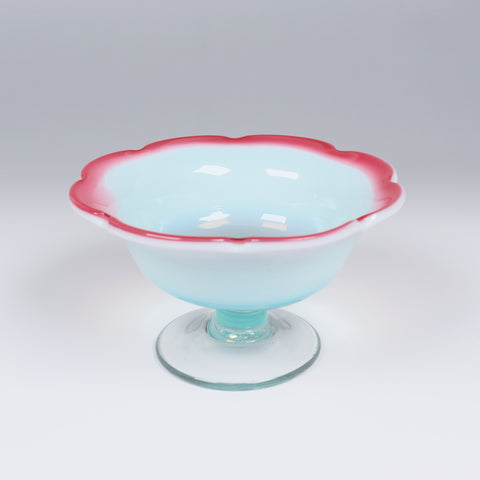 赤花縁碗型氷コップ  [g024]