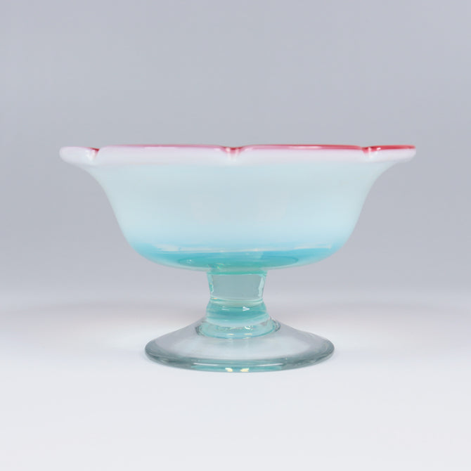 赤花縁碗型氷コップ  [g024]