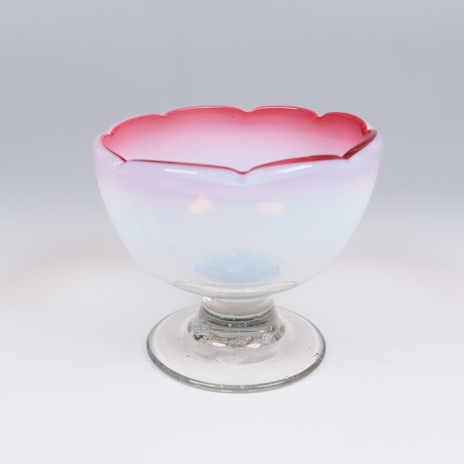 赤花縁碗型氷コップ   [IZ775]