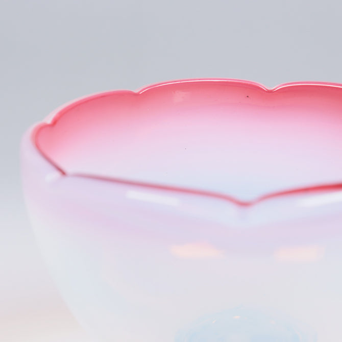 赤花縁碗型氷コップ   [IZ775]
