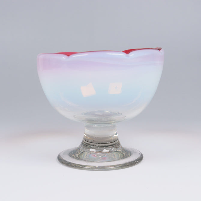 赤花縁碗型氷コップ   [IZ775]