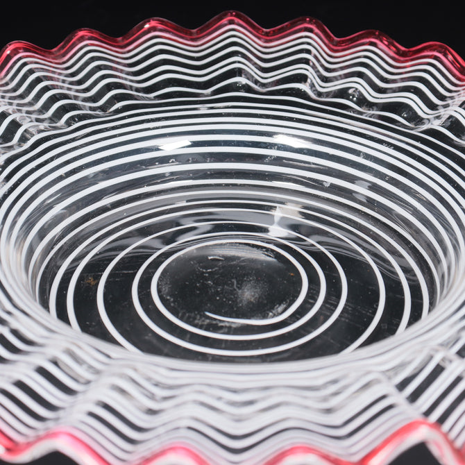 赤花縁糸巻文皿 [g027]