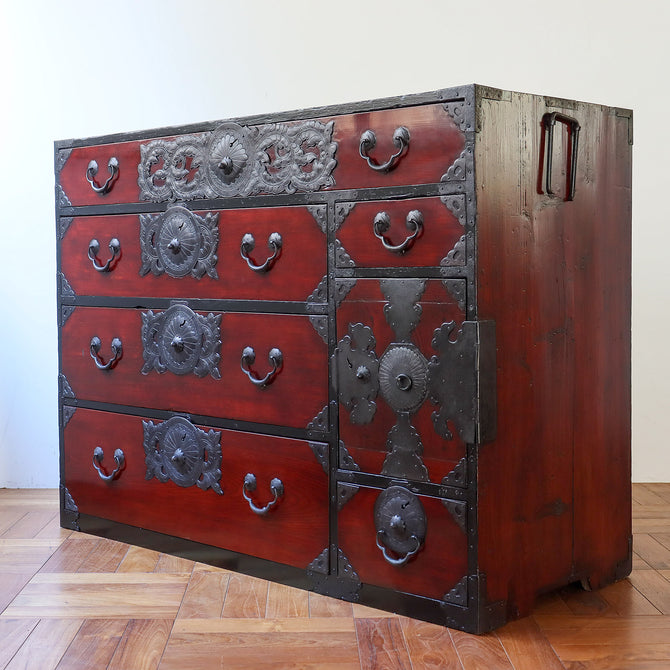 仙台菊菱紋衣裳箪笥【 SENDAI clothing chest 】 [j0974]
