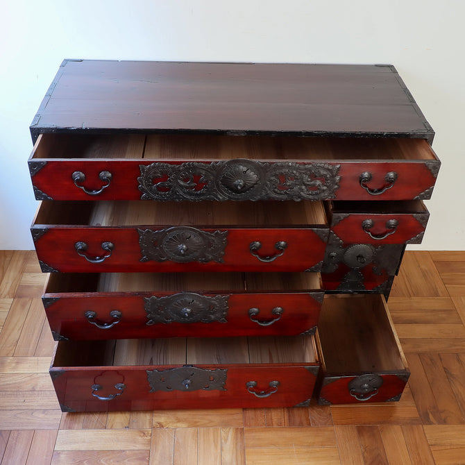 仙台菊菱紋衣裳箪笥【 SENDAI clothing chest 】 [j0974]