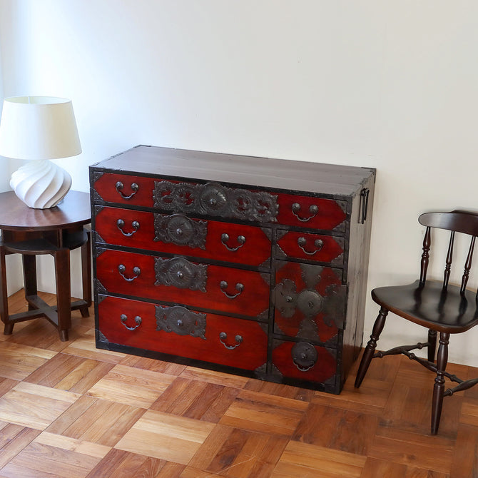 仙台菊菱紋衣裳箪笥【 SENDAI clothing chest 】 [j0974]