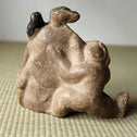 土人形　童子と蓑亀【 Cray doll of a kid with longevity turtle】