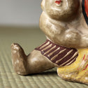 土人形　童子と蓑亀【 Cray doll of a kid with longevity turtle】