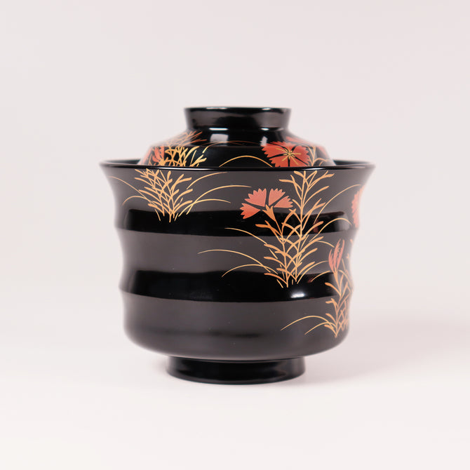 輪島塗撫子図蒔絵吸物椀 [L0001]