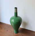 七寶緑釉抽象文花瓶　安藤七宝店謹製 [k0431]　Cloisonne green glazed abstract pattern vase by Ando Cloisonne