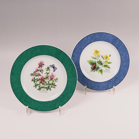 ロイヤルウースター　Worcester Herbs ブルー＆グリーン2枚セット　【 Royal Worcester -Worcester Herbs plates set-blue and green 】[rw0001]