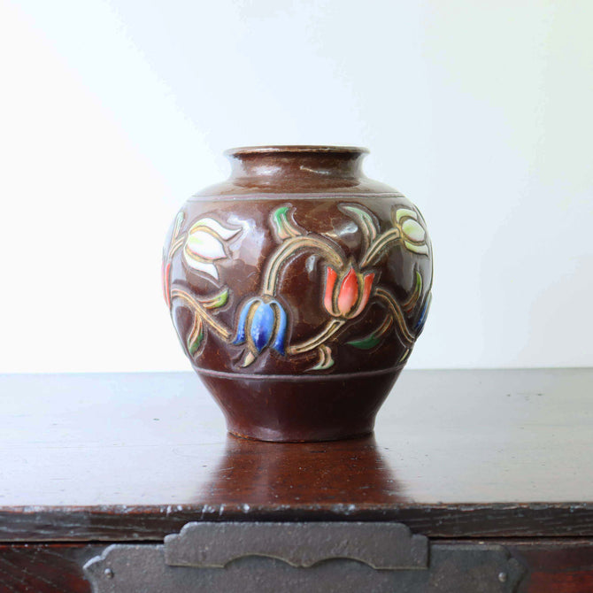 安藤七宝 鎚起七宝花瓶【 Cloisonne vase by ANDO SHIPPOU 】 [k0433]