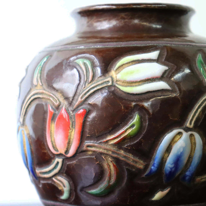 安藤七宝 鎚起七宝花瓶【 Cloisonne vase by ANDO SHIPPOU 】 [k0433]