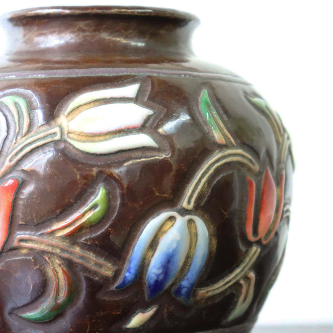安藤七宝 鎚起七宝花瓶【 Cloisonne vase by ANDO SHIPPOU 】 [k0433]