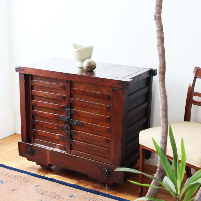 欅米沢車箪笥【KEYAKI YONEZAWA KURUMA TANSU - wheeled merchant chest 】 [j0944]