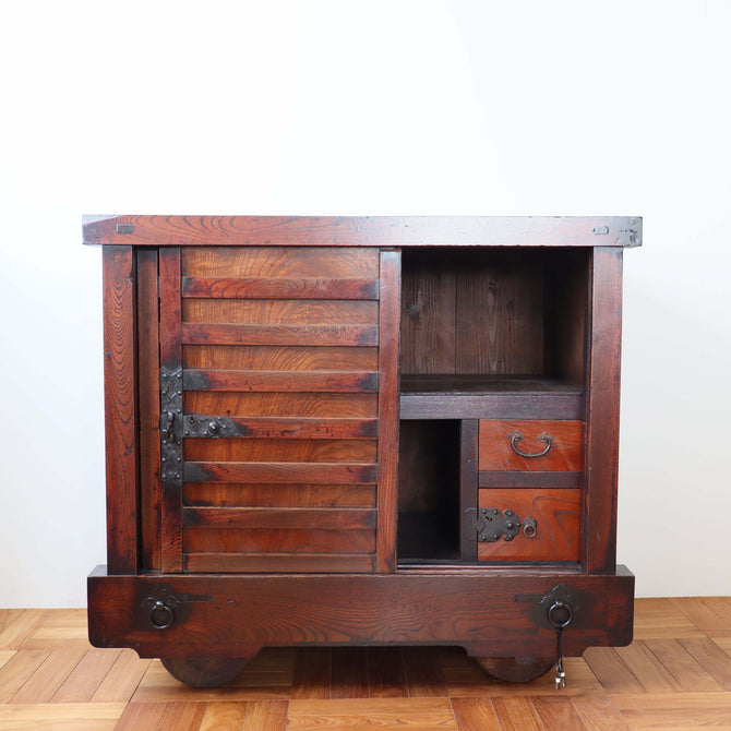 欅米沢車箪笥【KEYAKI YONEZAWA KURUMA TANSU - wheeled merchant chest 】 [j0944]