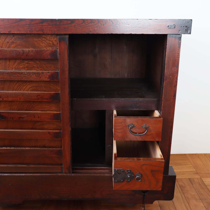欅米沢車箪笥【KEYAKI YONEZAWA KURUMA TANSU - wheeled merchant chest 】 [j0944]