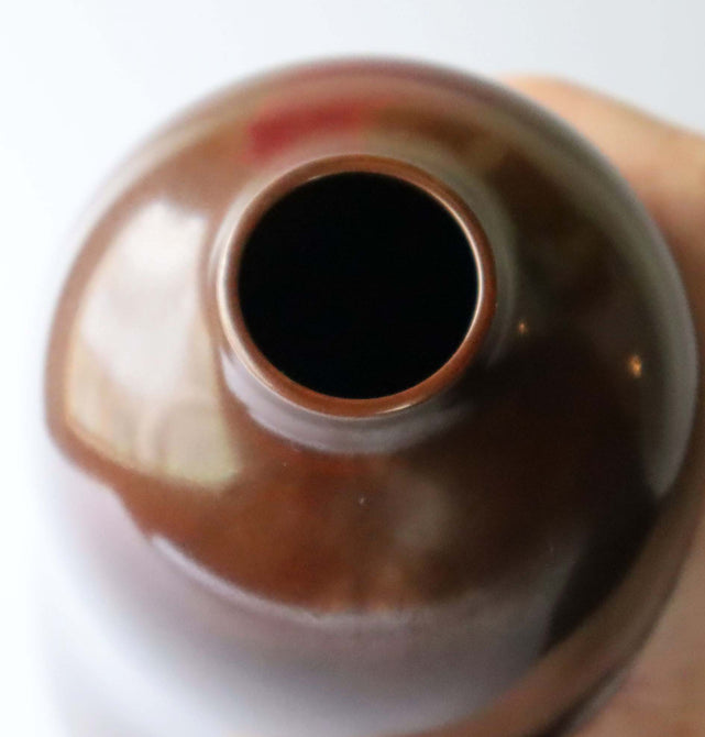高村豊周作　水紋朱銅花入れ【 Bronze vase by TOYOCHIKA TAKAMURA】 [k0441]