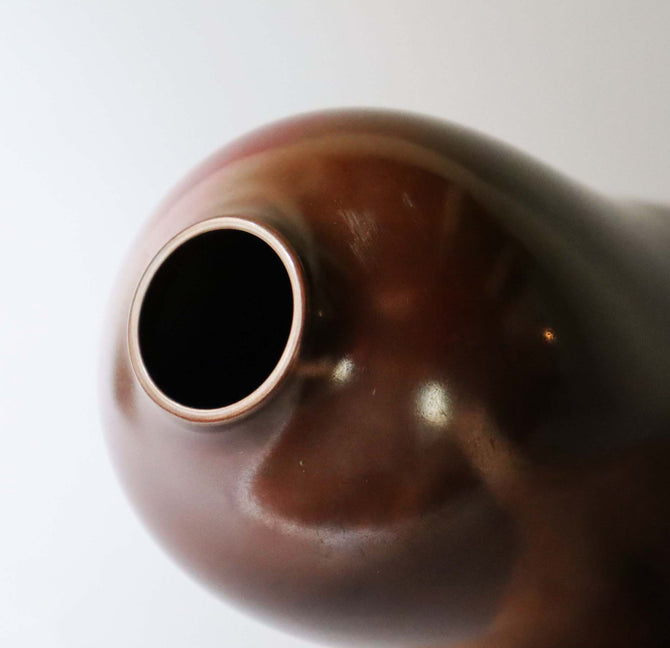 高村豊周作　水紋朱銅花入れ【 Bronze vase by TOYOCHIKA TAKAMURA】 [k0441]