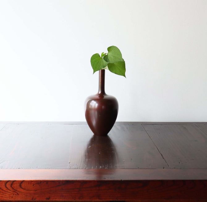 高村豊周/細口花瓶【 Bronze flower vase by TOYOCHIKA TAKAMURA 】 [k0440]