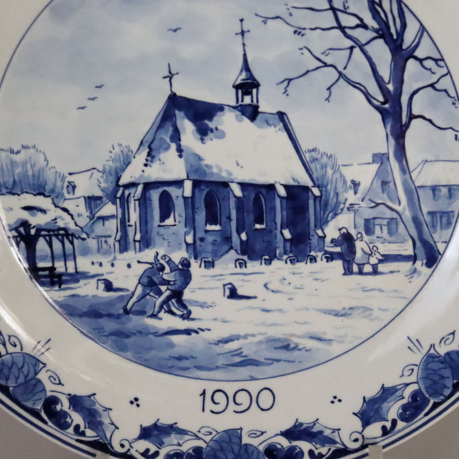 ロイヤルデルフト イヤープレート(25.4cm) 1990年【royal delft year plate 1990】 [DFB90]