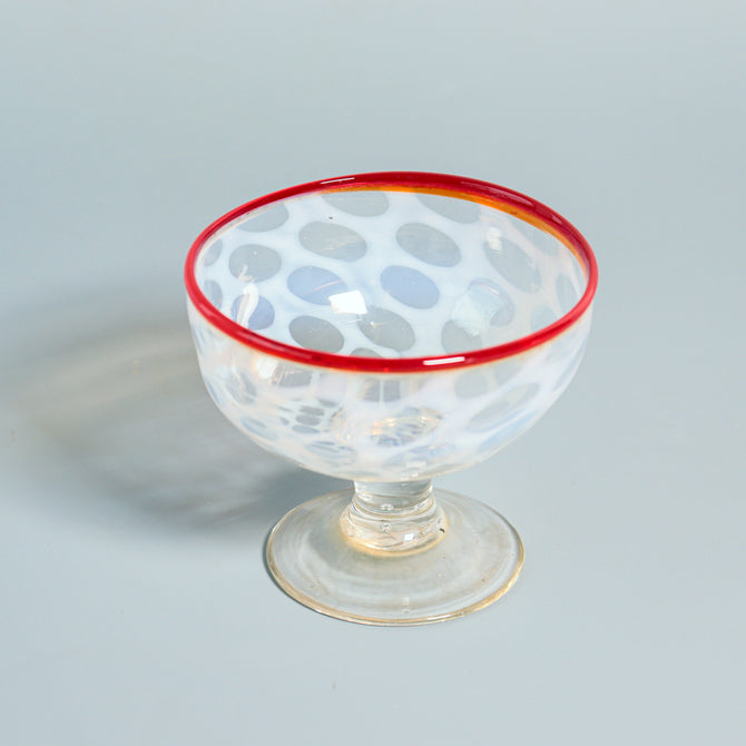 赤縁水玉文碗形氷コップ [g006]